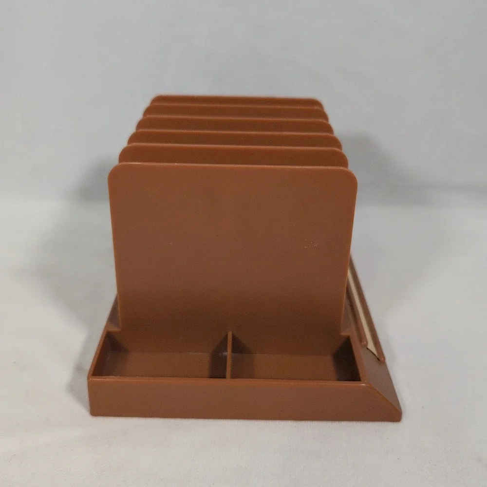 Vintage Max Klein Brown Plastic Desk Organizer Letter Sorter Pen Holder MCM